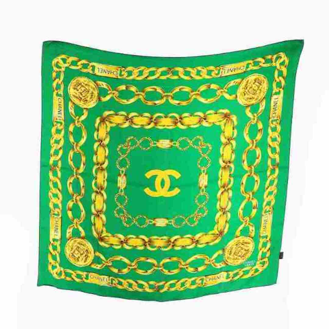 CHANEL - シャネル スカーフ シルク ココマーク チェーン ロゴ CHANEL - シャネル スカーフ シルク ココマーク チェーン ロゴ