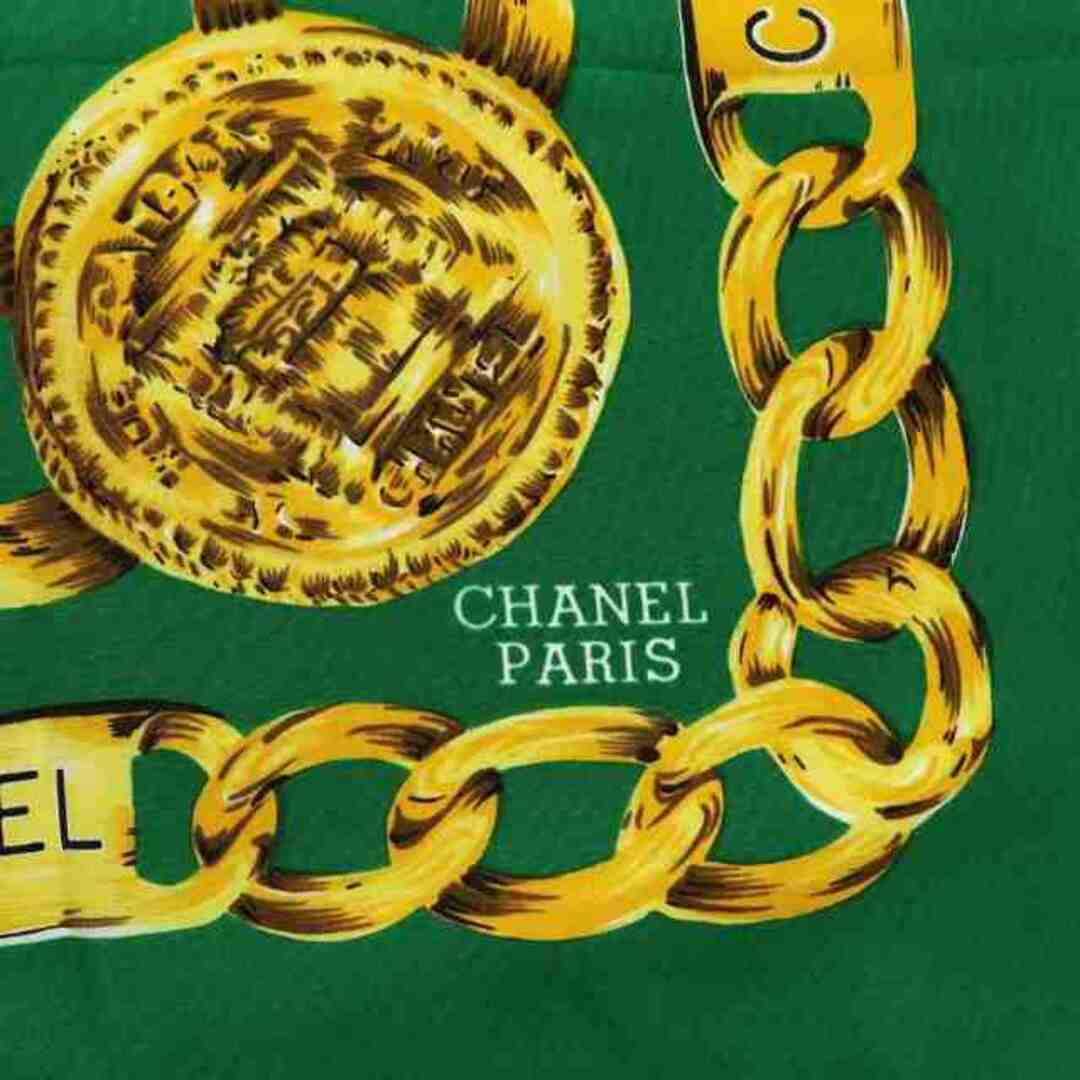 CHANEL - シャネル スカーフ シルク ココマーク チェーン ロゴ CHANEL - シャネル スカーフ シルク ココマーク チェーン ロゴ