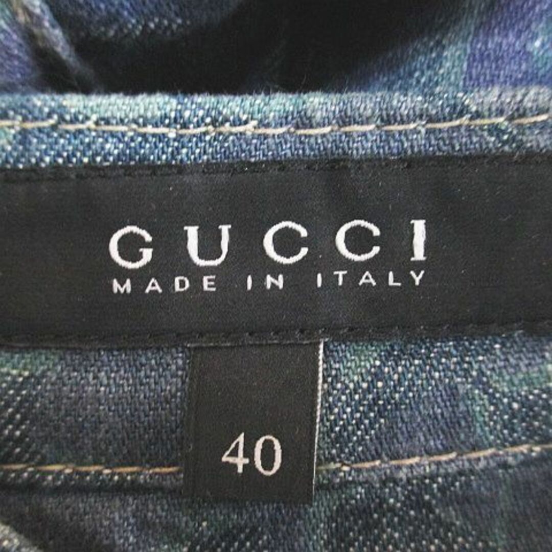 GUCCI - グッチ ノースリ 膝丈 フレアワンピ デニムワンピ 40 紺 GUCCI - グッチ ノースリ 膝丈 フレアワンピ デニムワンピ 40 紺