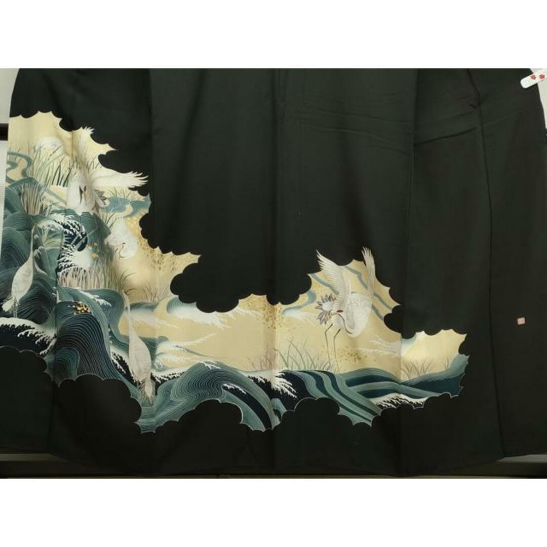 平和屋着物□豪華黒留袖 作家物 群鶴立波文 金彩 正絹 逸品 平和屋着物□豪華黒留袖 作家物 群鶴立波文 金彩 正絹 逸品