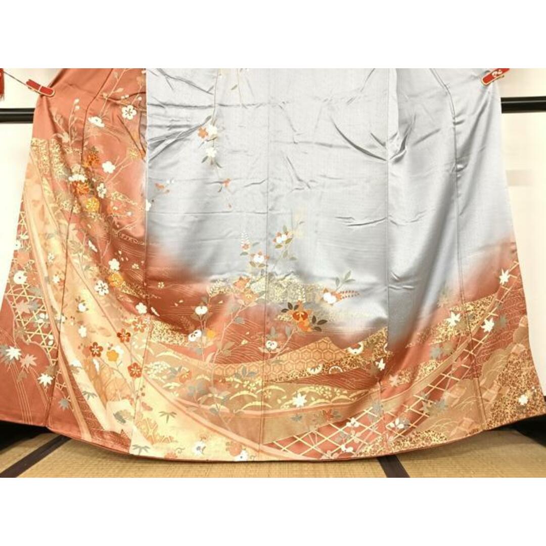平和屋着物□訪問着 駒刺繍 枝花文 暈し染め 金彩 正絹 逸品 平和屋着物□訪問着 駒刺繍 枝花文 暈し染め 金彩 正絹 逸品