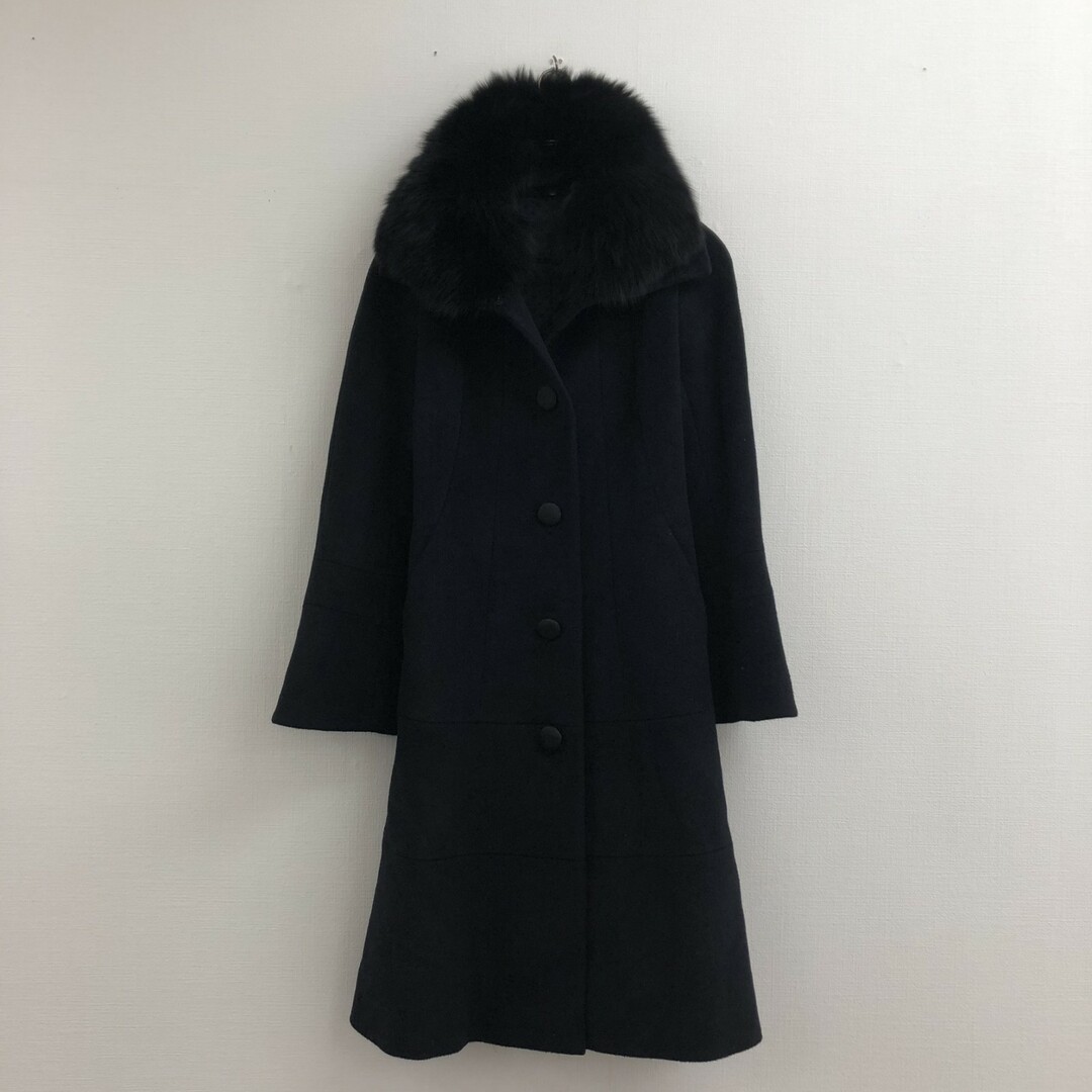 【TO BE CHIC】トゥービーシック　黒系　４０　ステンカラーコート　ロングコート　ファー