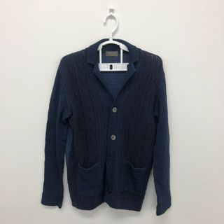 【EPOCA】エポカ　紺　46　カーディガン　長袖ニット　無地　シンプル　トップス　メンズ(カーディガン)