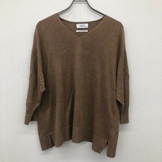 【Mila Owen】ミラオーウェン　　茶色　ブラウン　ニット　Vネックニット　リネン　レディース　長袖　トップス　(ニット/セーター)