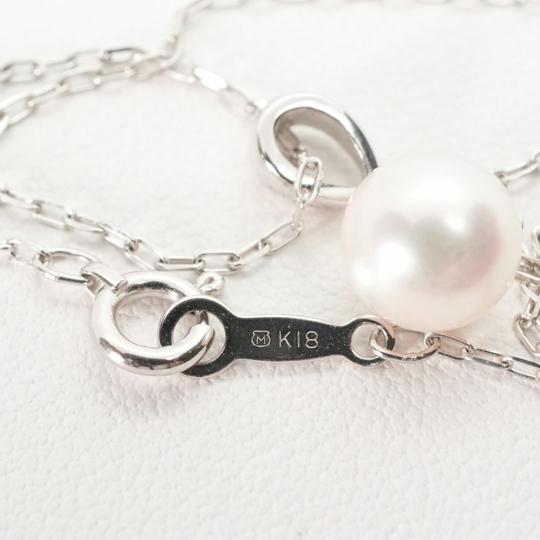 MIKIMOTO - 美品 K18WG ミキモト 一粒パール ネックレス 真珠/24 MIKIMOTO - 美品 K18WG ミキモト 一粒パール ネックレス 真珠/24