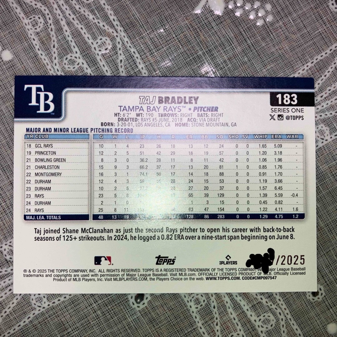 Topps Tokyo Series | Tak Bradley  2025シリ エンタメ/ホビーのトレーディングカード(シングルカード)の商品写真