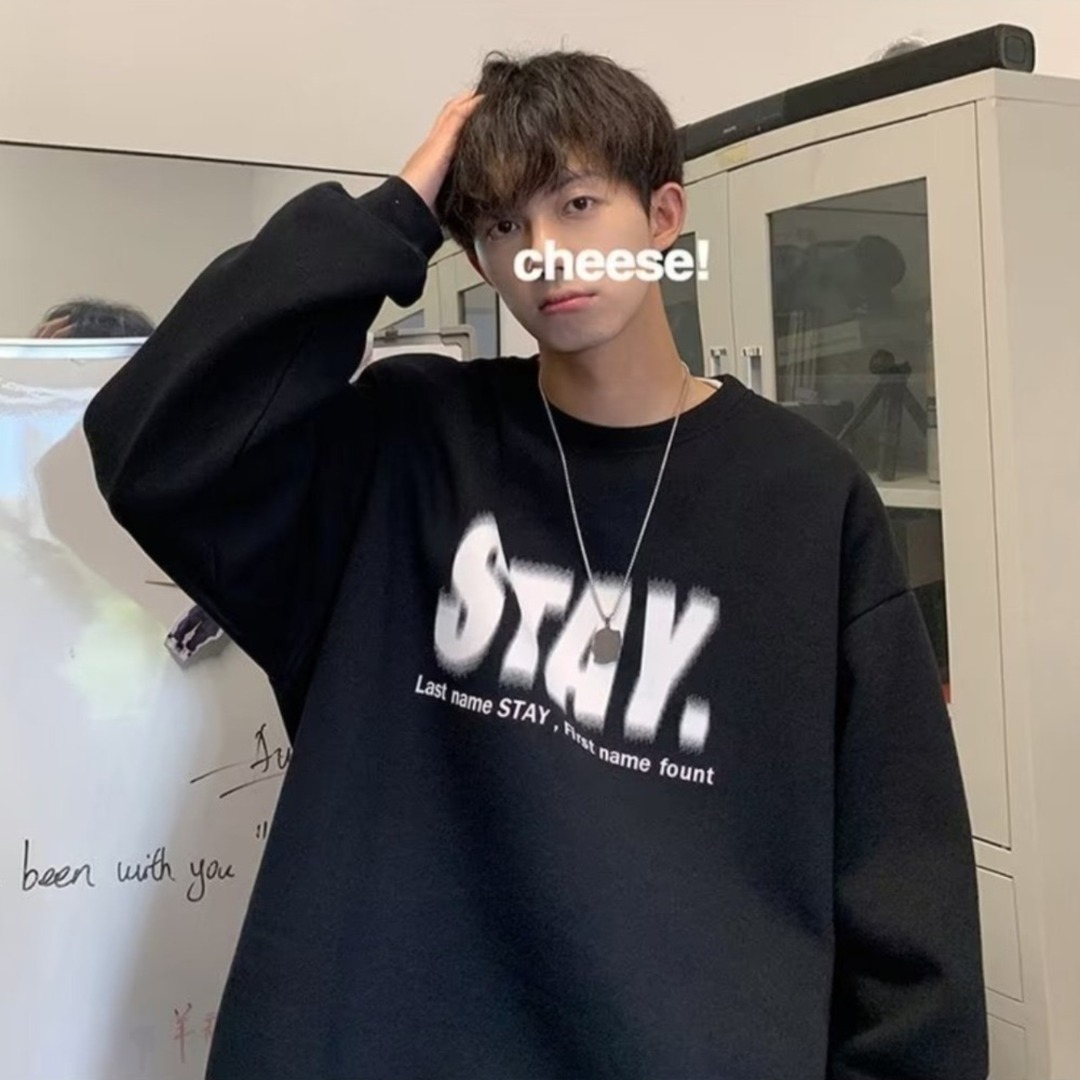メンズ スウェット トレーナー 黒 2XL クルーネック 丸首 長袖 メンズ スウェット トレーナー 黒 2XL クルーネック 丸首 長袖