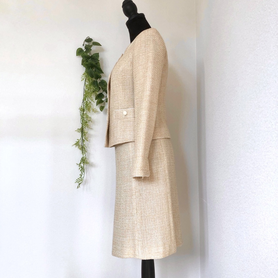 LAUTREAMONT - 美品 ロートレアモン ノーカラー スーツ ツイード LAUTREAMONT - 美品 ロートレアモン ノーカラー スーツ ツイード