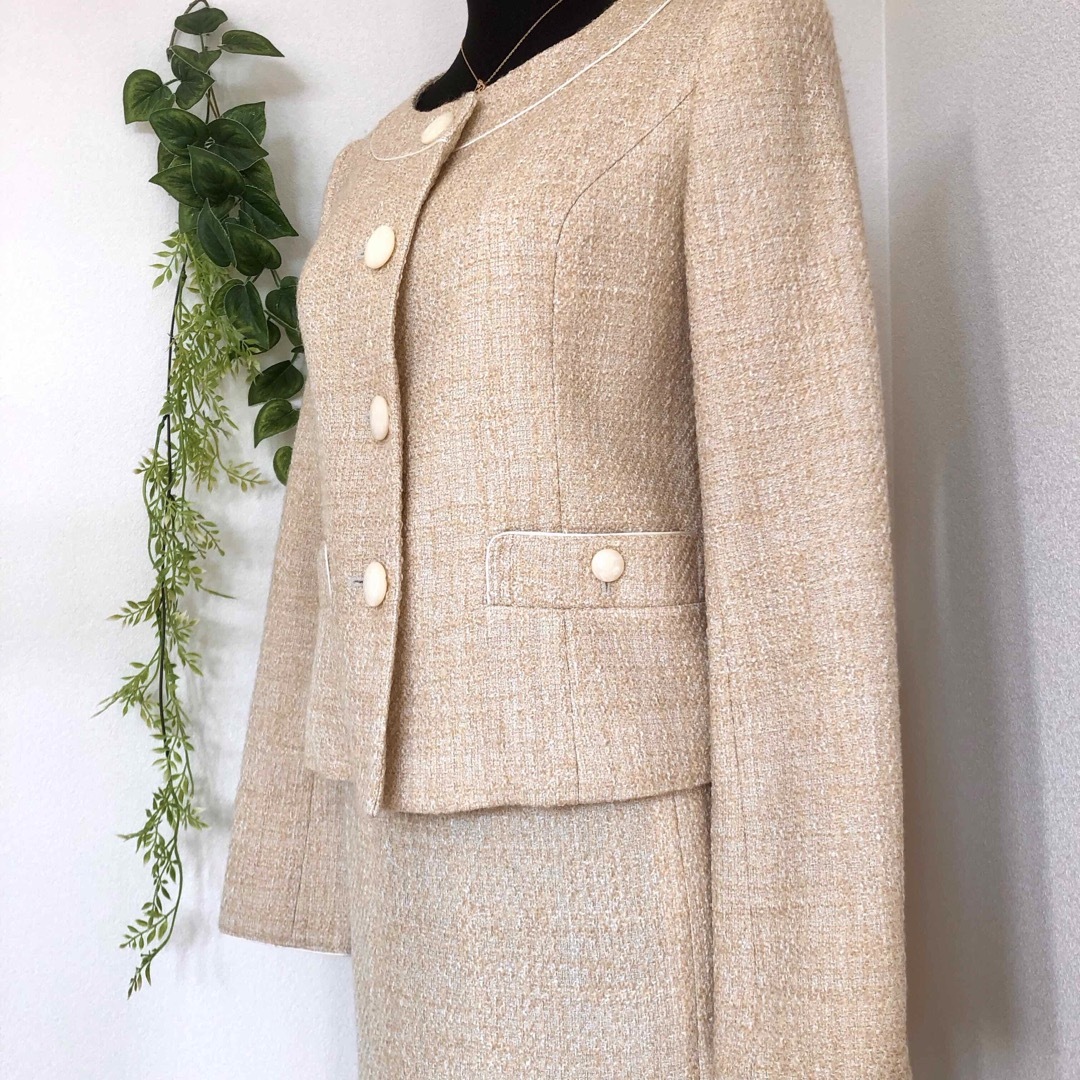 LAUTREAMONT - 美品 ロートレアモン ノーカラー スーツ ツイード LAUTREAMONT - 美品 ロートレアモン ノーカラー スーツ ツイード