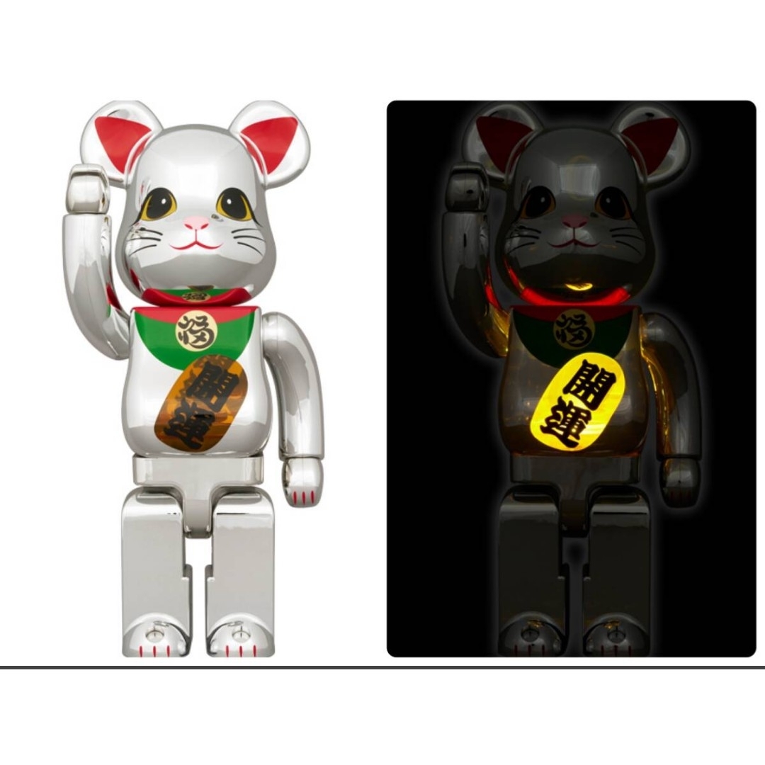 BE@RBRICK - BE@RBRICK 招き猫 開運 銀メッキ 発光 400% 2個 BE@RBRICK - BE@RBRICK 招き猫 開運 銀メッキ 発光 400% 2個