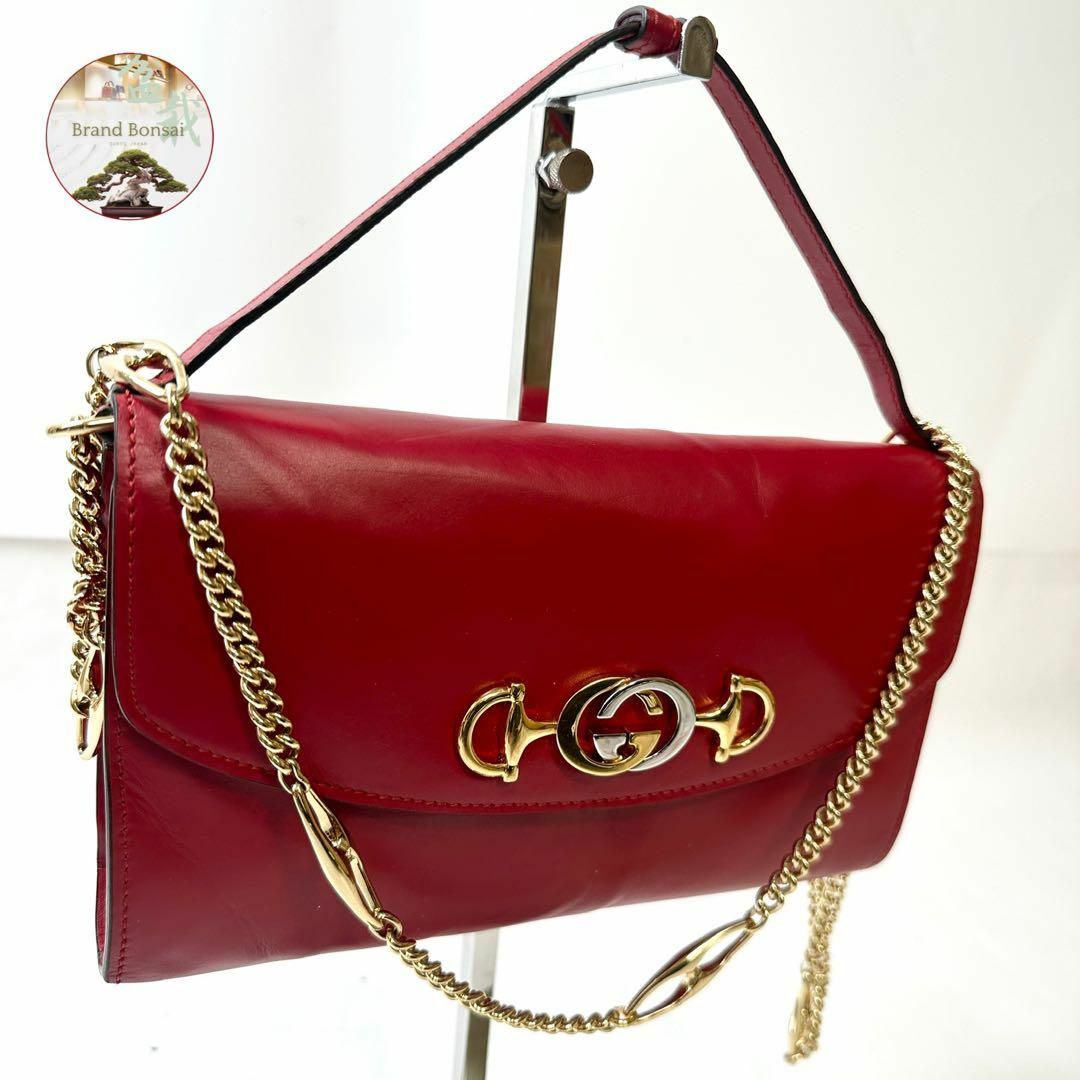 GUCCI - グッチ ズゥミ レザー 2way チェーン ハンド ショルダー GUCCI - グッチ ズゥミ レザー 2way チェーン ハンド ショルダー