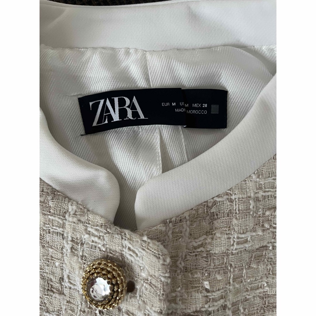 ZARA - レディース ZARA ツイードジャケット ノーカラー ZARA - レディース ZARA ツイードジャケット ノーカラー