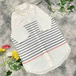 グローバルワーク(GLOBAL WORK)の【GLOBAL WORK】ボーダーゆるだぼシャツ　半袖　(XL)(シャツ)