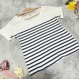 アズールバイマウジー(AZUL by moussy)の【AZUL by moussy】コットンボーダーTシャツ　カットソー　(S)(Tシャツ(半袖/袖なし))