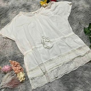 ショコラフィネローブ(chocol raffine robe)の【chocol raffine robe】レースカットソー　チュニック(Tシャツ(半袖/袖なし))