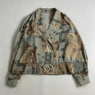 ヴィンテージ(VINTAGE)のヴィンテージ　ブルゾン　ダブル　クロップド丈　柄　ペプラム(ブルゾン)