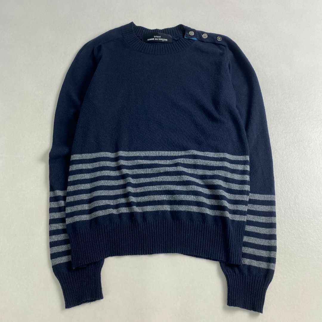 tricot COMME des GARCONS - 美品　トリココムデギャルソン　ニット　セーター　スプリング　綿　ボーダー　紺