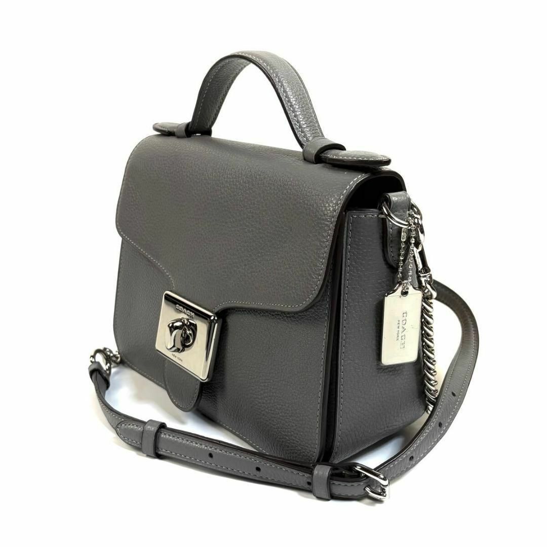 COACH - 【美品】COACH レザー 2way ハンドバッググレー COACH - 【美品】COACH レザー 2way ハンドバッググレー