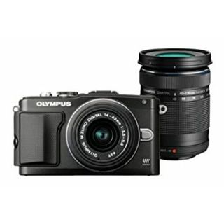 OLYMPUS ミラーレス一眼 PEN Lite E-PL5 ダブルズームキット ブラック E-PL5 DZKIT BLK(ミラーレス一眼)