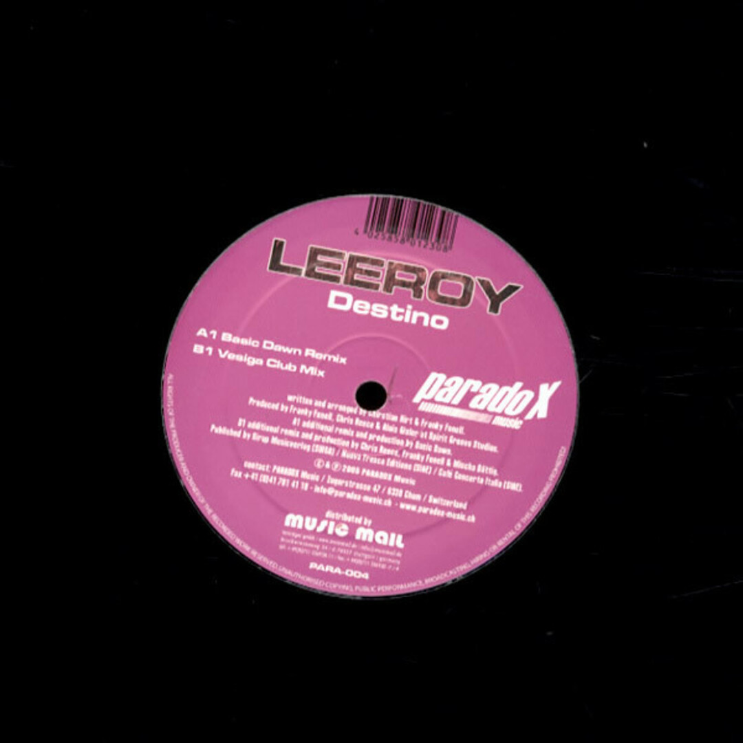 スイス12" Leeroy Destino PARA004 Paradox Music (2) /00250 エンタメ/ホビーのエンタメ その他(その他)の商品写真