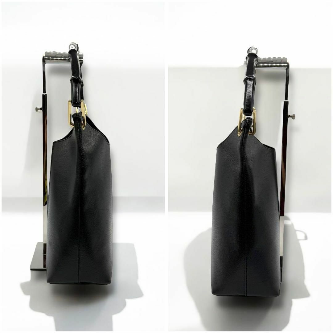 GUCCI - グッチ ショルダーバッグ バンブー ブラック レザー GUCCI - グッチ ショルダーバッグ バンブー ブラック レザー