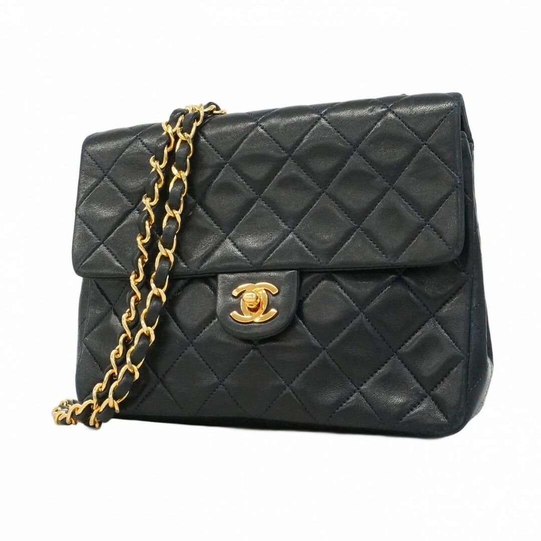 CHANEL - ★SALE【5dc4711】シャネル ショルダーバッグ ミニマトラッセ チェーンショルダー ラムスキン ネイビー ゴールド金具【中古】レディース