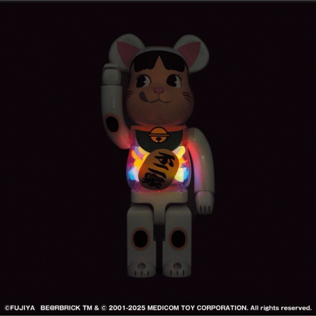BE@RBRICK 招き猫 ペコちゃん 白メッキ 蓄光 100% & 400%の通販 BE@RBRICK 招き猫 ペコちゃん 白メッキ 蓄光 100% & 400%の通販