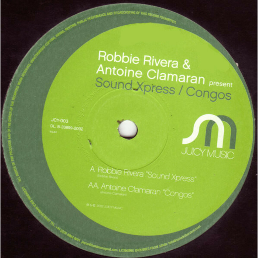 英12” Robbie Rivera & Antoine Clamaran Sound Xpress / Congos JCY003 Juicy Music /00250 エンタメ/ホビーのエンタメ その他(その他)の商品写真