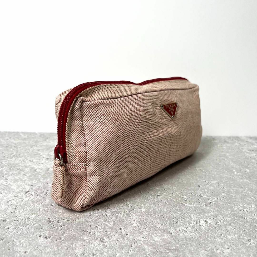 PRADA - 《美品》PRADA プラダ 三角ロゴ キャンバス ポーチ 小物 PRADA - 《美品》PRADA プラダ 三角ロゴ キャンバス ポーチ 小物