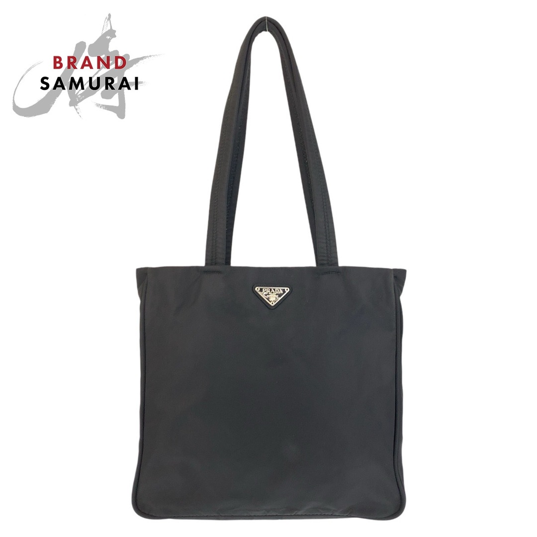 PRADA - 美品 PRADA プラダ テスート 三角ロゴプレート ブラック PRADA - 美品 PRADA プラダ テスート 三角ロゴプレート ブラック