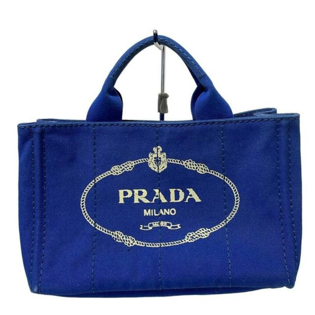 PRADA - PRADA(プラダ) トートバッグ CANAPA ブルー×アイボリー PRADA - PRADA(プラダ) トートバッグ CANAPA ブルー×アイボリー