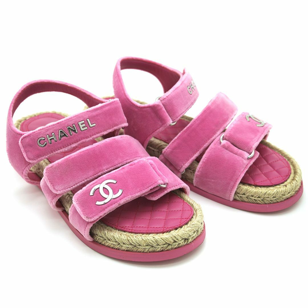 CHANEL - 美品 シャネル サンダル ベルベット ココマーク 36C CHANEL - 美品 シャネル サンダル ベルベット ココマーク 36C