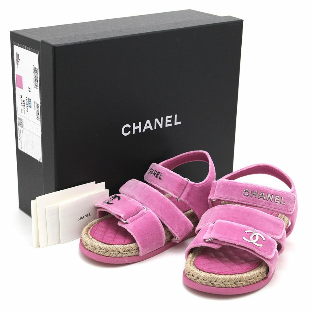 CHANEL - 美品 シャネル サンダル ベルベット ココマーク 36C CHANEL - 美品 シャネル サンダル ベルベット ココマーク 36C