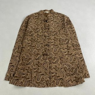 ブラウス　長袖　柄ブラウス　ペイズリー　チャイナボタン　バンドカラー　9号 M(シャツ/ブラウス(長袖/七分))