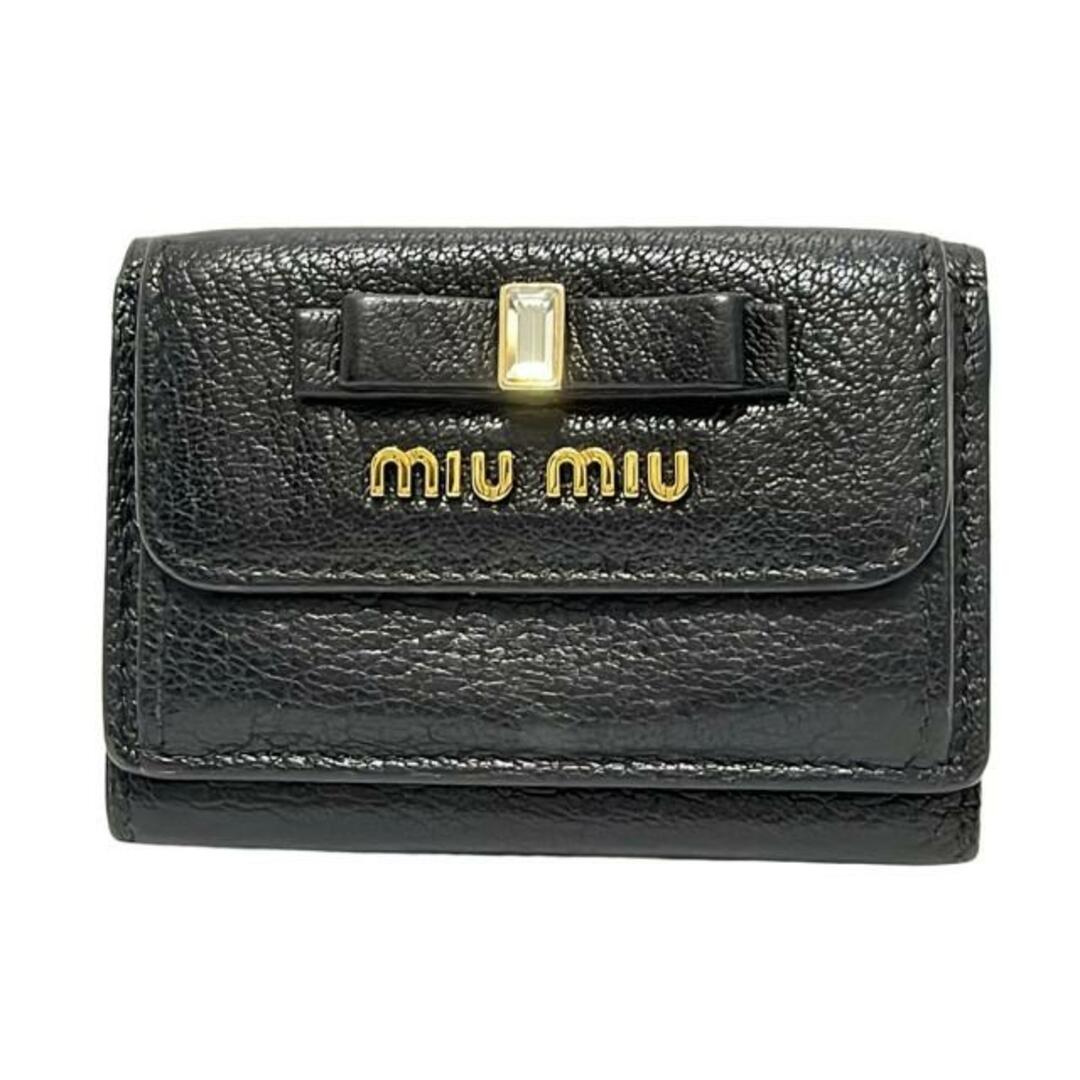 MIU MIU - miumiu(ミュウミュウ) 3つ折り財布 - 黒 リボン MIU MIU - miumiu(ミュウミュウ) 3つ折り財布 - 黒 リボン