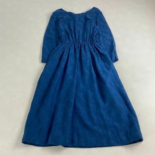 ヴィンテージ(VINTAGE)のヴィンテージ　ワンピース　ロング丈　青　総柄　レーヨン　ウール　バァフィ(ロングワンピース/マキシワンピース)