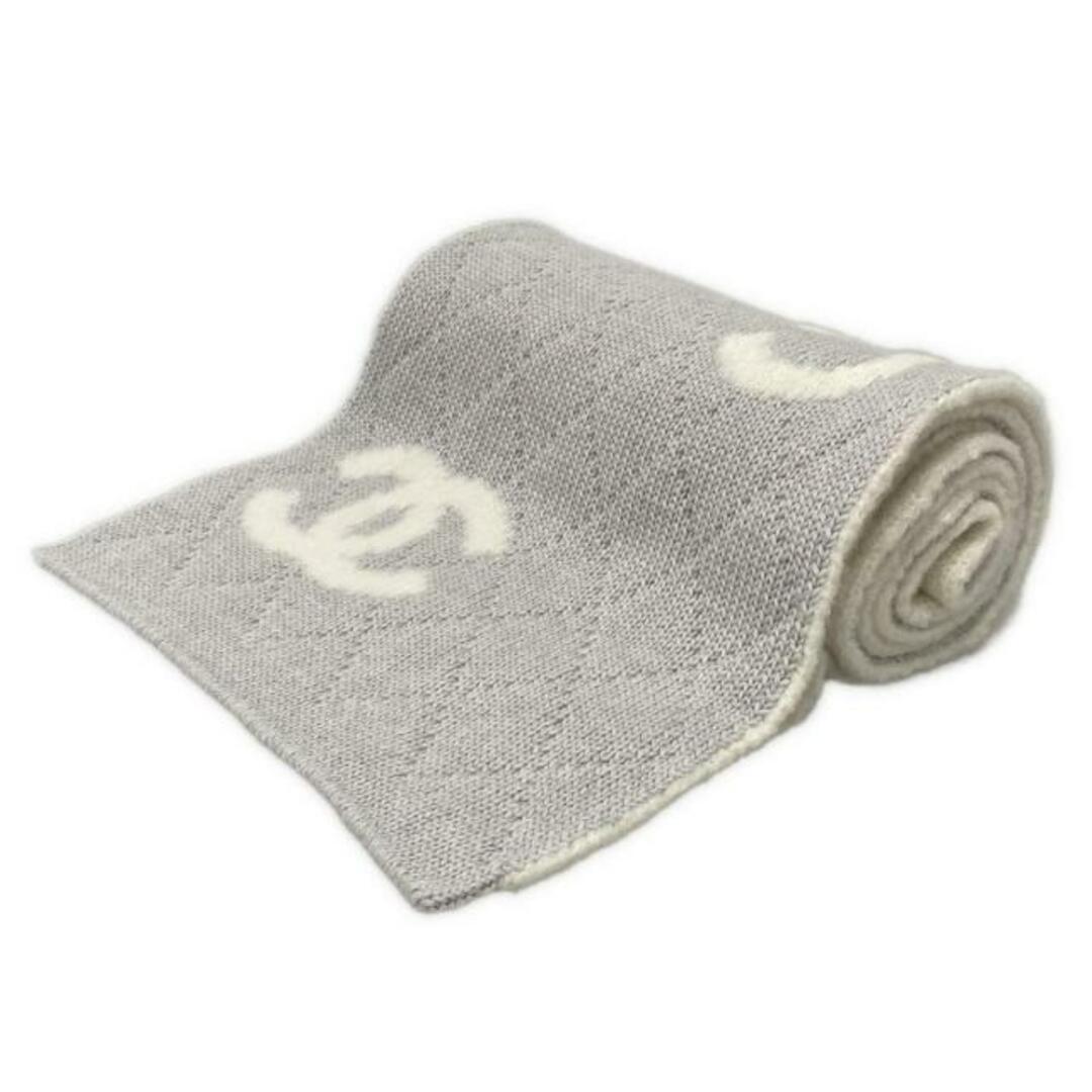 CHANEL - CHANEL(シャネル) マフラー美品 - 白×ライトグレー CHANEL - CHANEL(シャネル) マフラー美品 - 白×ライトグレー