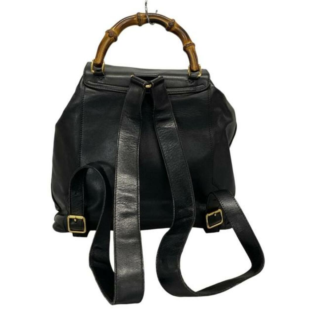 GUCCI - GUCCI(グッチ) リュックサック バンブー 黒 レザーの GUCCI - GUCCI(グッチ) リュックサック バンブー 黒 レザーの