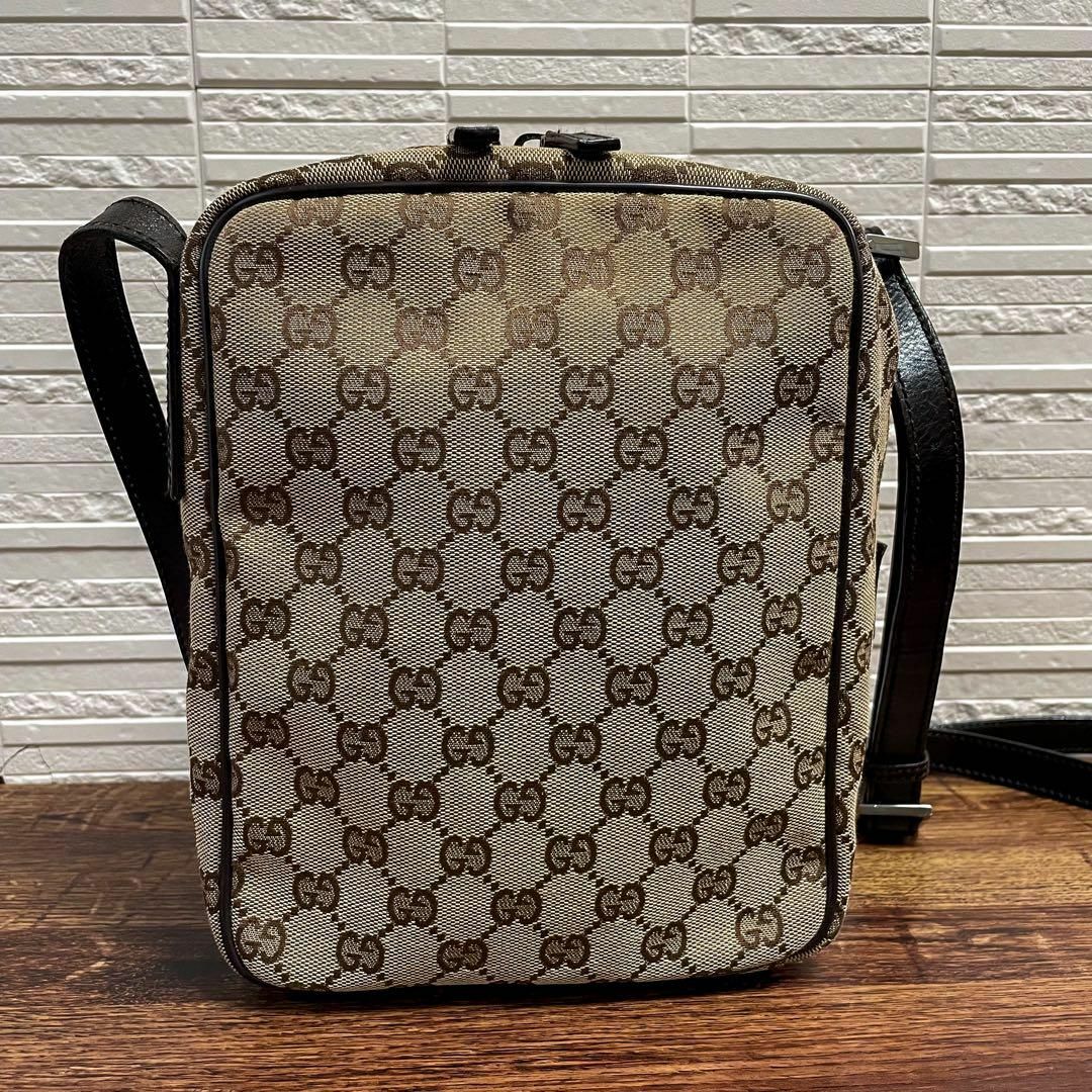 GUCCI - グッチ GGキャンバス × レザー ショルダー バッグ GUCCI - グッチ GGキャンバス × レザー ショルダー バッグ