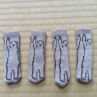 椅子の足カバー 4足セット グレー くまさん ワンポイント(ダイニングチェア)