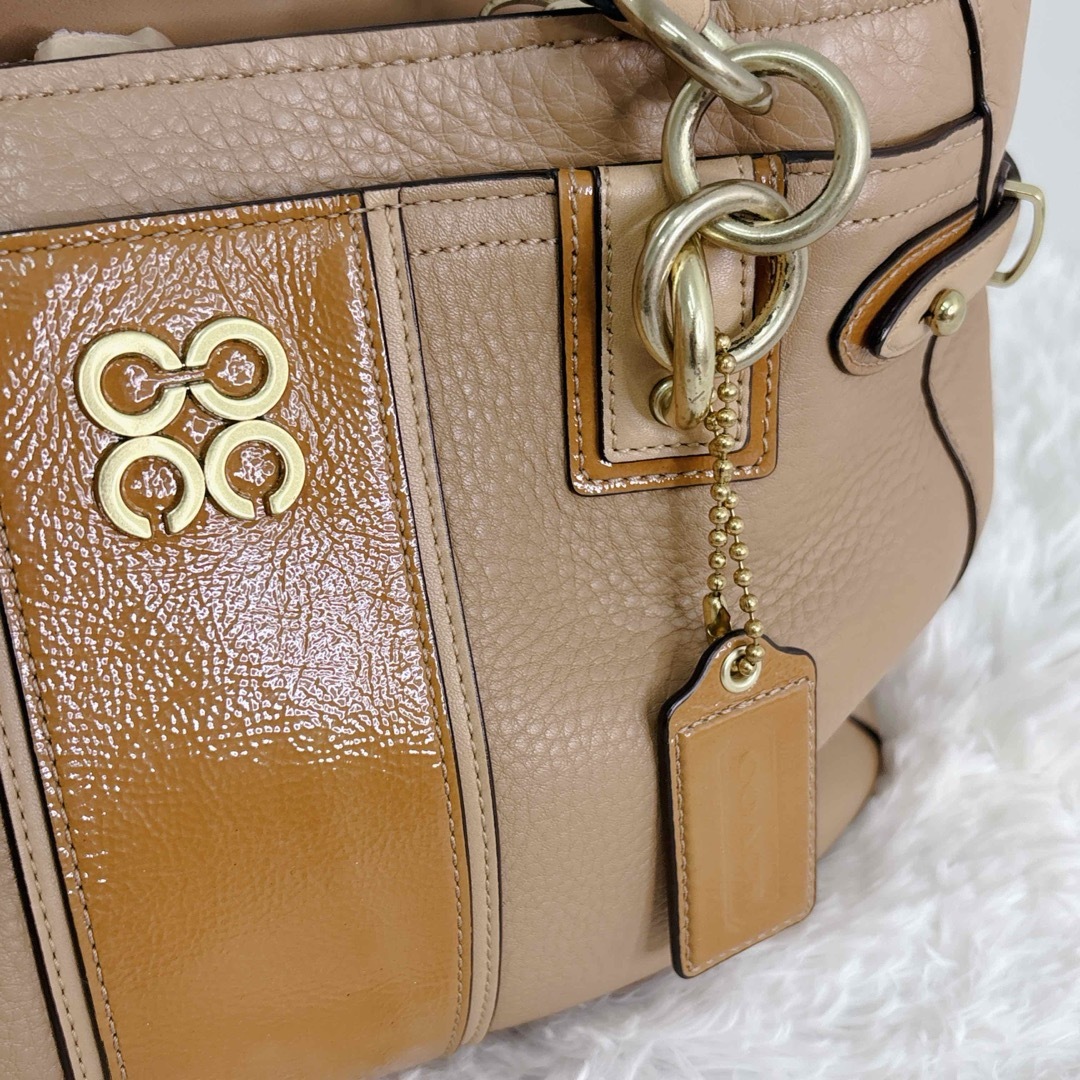 COACH - COACH ベージュ レザー ショルダーバッグ レディース COACH - COACH ベージュ レザー ショルダーバッグ レディース