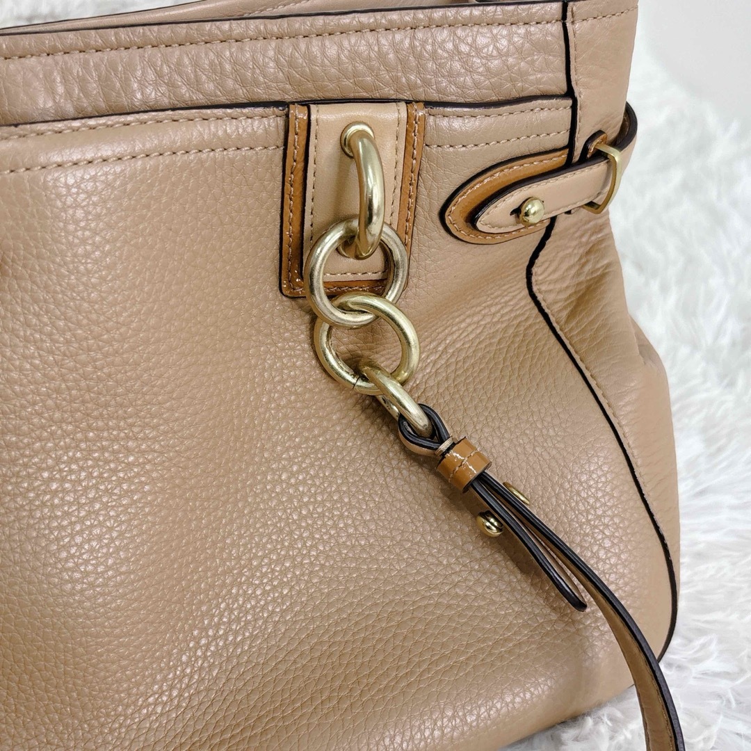 COACH - COACH ベージュ レザー ショルダーバッグ レディース COACH - COACH ベージュ レザー ショルダーバッグ レディース