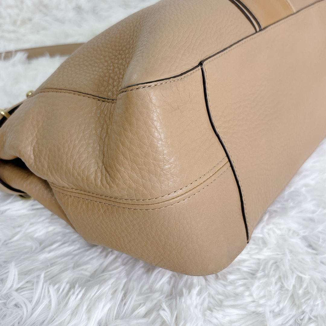 COACH - COACH ベージュ レザー ショルダーバッグ レディース COACH - COACH ベージュ レザー ショルダーバッグ レディース