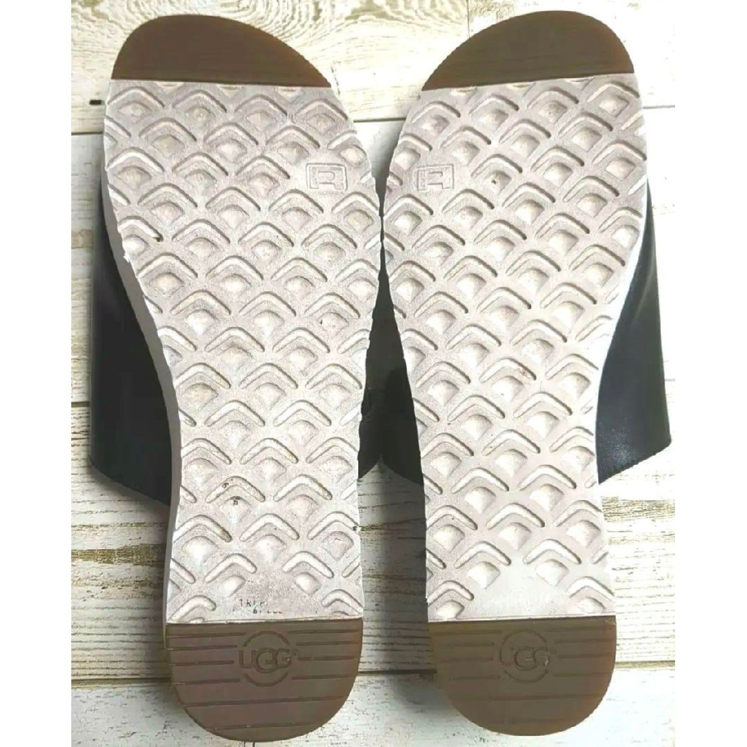 UGG - UGG アグ 黒 レザー スライド 厚底サンダル サイズ26cmの UGG - UGG アグ 黒 レザー スライド 厚底サンダル サイズ26cmの