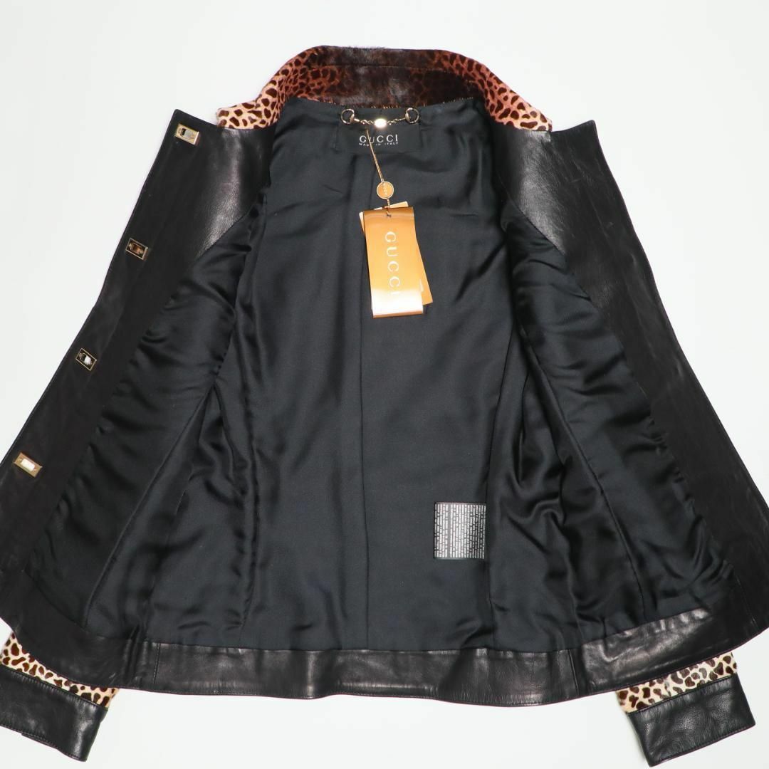 GUCCI - グッチ10AW新品レオパード柄ハラコ レザージャケット 36 GUCCI - グッチ10AW新品レオパード柄ハラコ レザージャケット 36