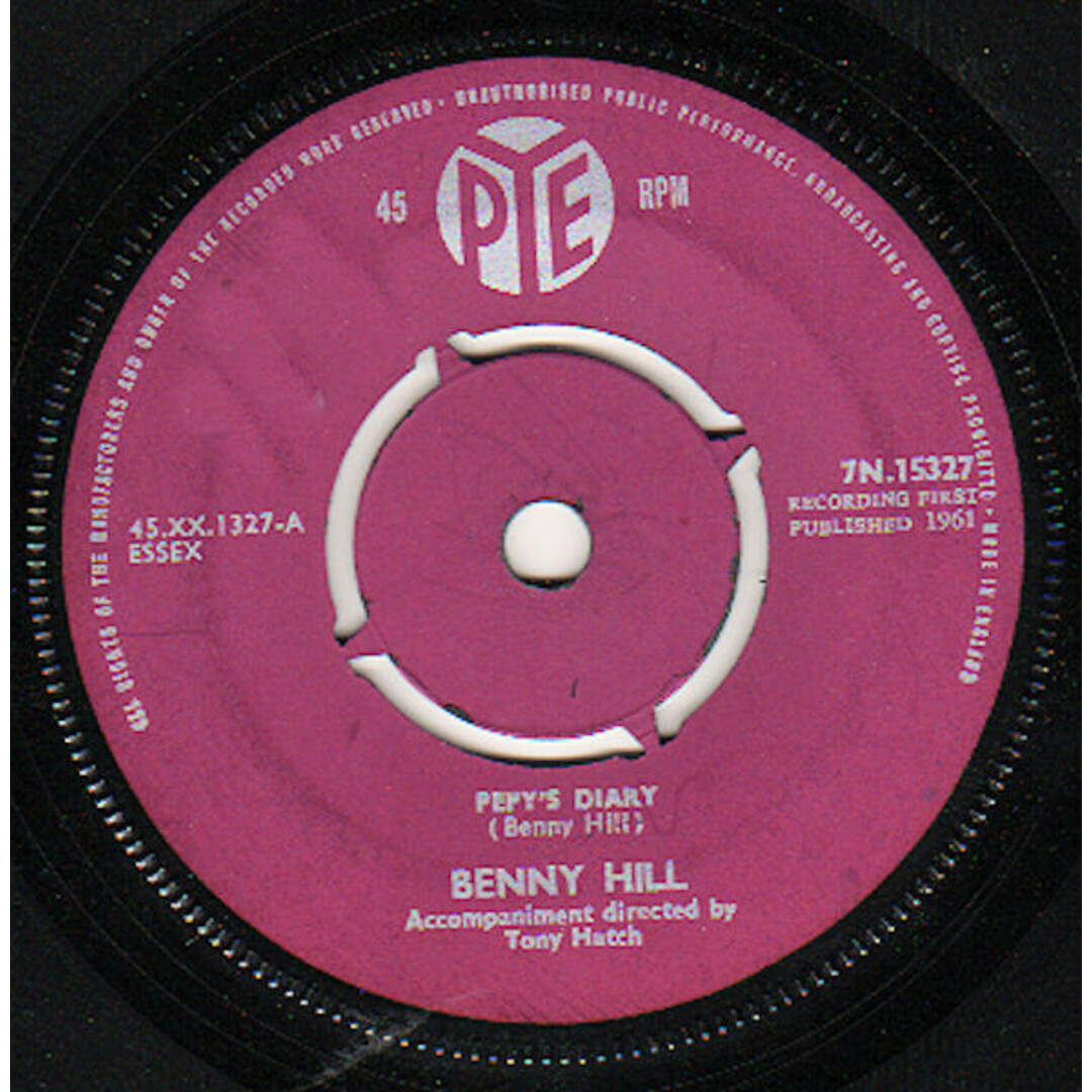 英7" Benny Hill Pepys Diary 7N15327 Pye Records /00080 エンタメ/ホビーのエンタメ その他(その他)の商品写真