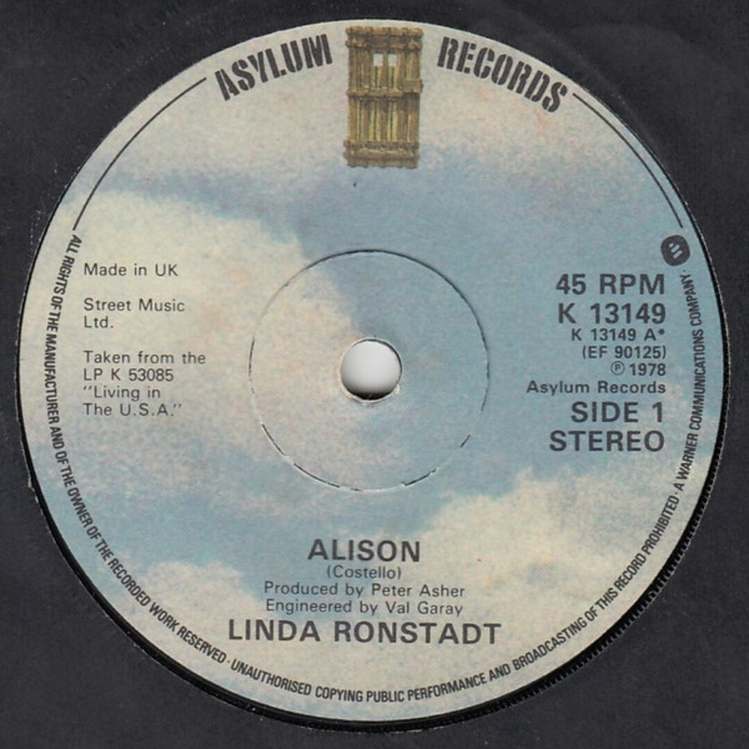 英7” Linda Ronstadt Alison K13149 Asylum Records /00080 エンタメ/ホビーのエンタメ その他(その他)の商品写真