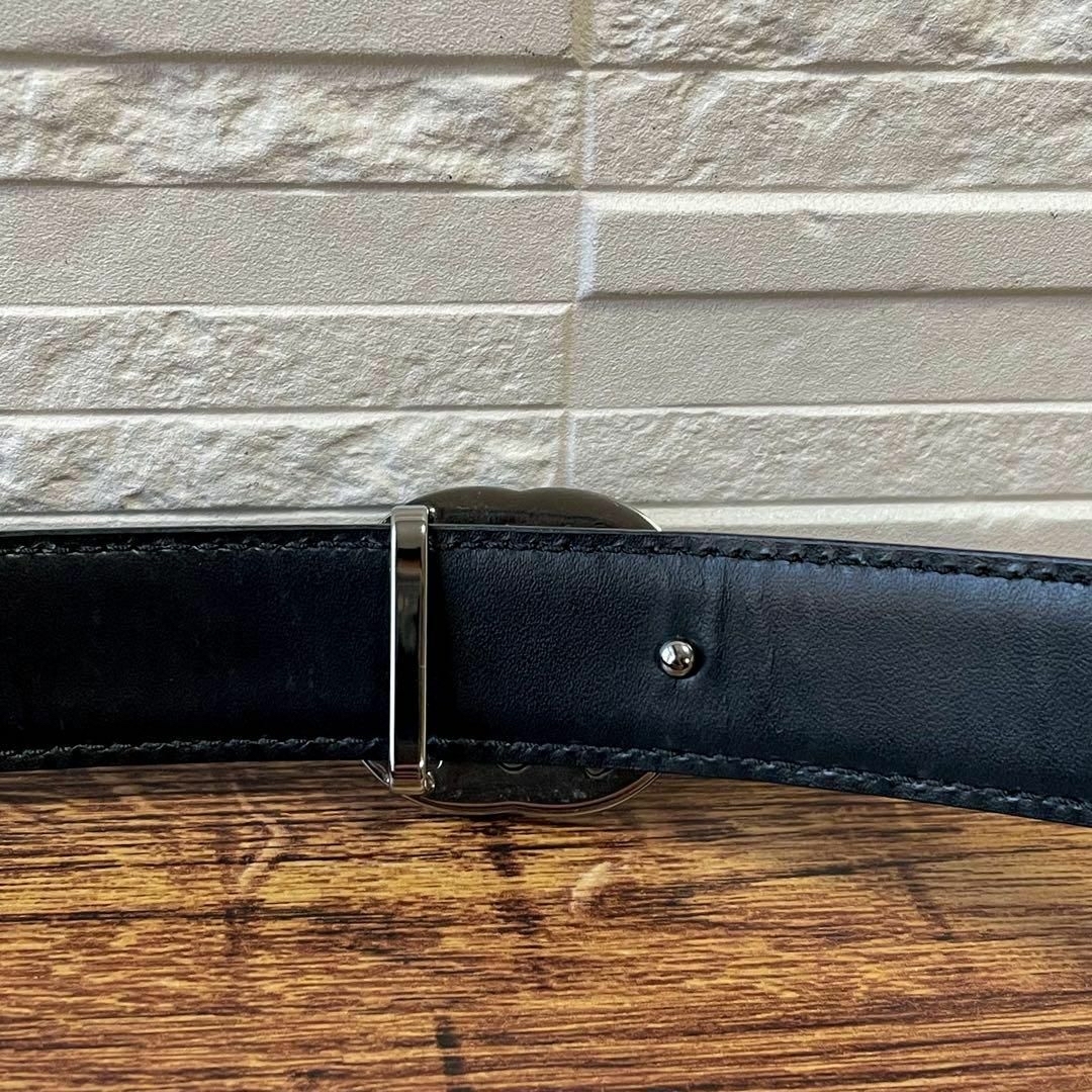 GUCCI - グッチ GG マーモント レザー ベルト 黒 シルバー 金具 GUCCI - グッチ GG マーモント レザー ベルト 黒 シルバー 金具