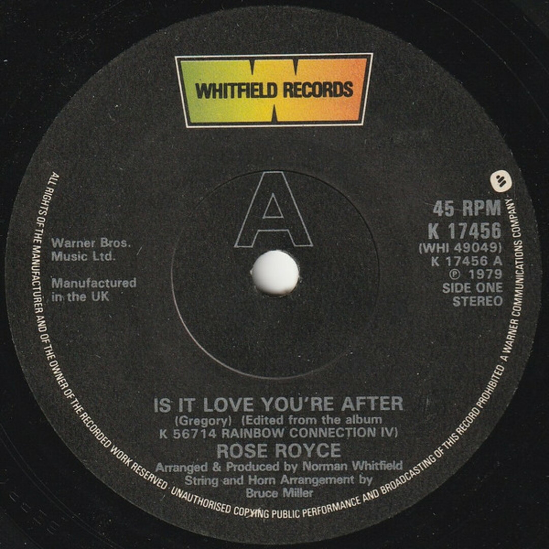 英7" Rose Royce Is It Love Youre After K17456 Whitfield Records, Whitfield Records /00080 エンタメ/ホビーのエンタメ その他(その他)の商品写真