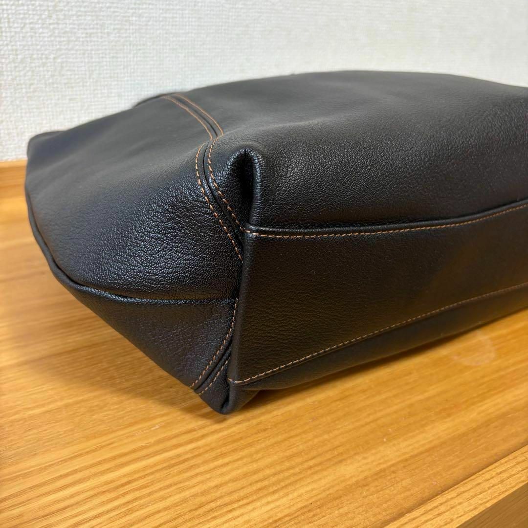Kitamura キタムラ ハンドバッグ レザー 黒色 ブラック ステッチ